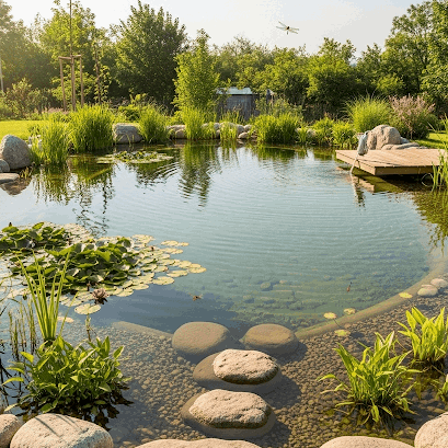 Biyolojik eko gölet, doğal gölet, yüzme göleti, doğal su arıtma, sürdürülebilir havuz, kimyasalsız havuz, biyolojik filtrasyon, su bitkileri, geomembran, doğal peyzaj, gölet tasarımı, eko sistem, biyolojik çeşitlilik, düşük bakım maliyeti, su kalitesi, oksijen üretici bitkiler, besin emici bitkiler, filtre bitkileri, doğal taş, çakıl filtre, su pompası, yüzey sıyırıcı, gölet bakımı, ruhsat.